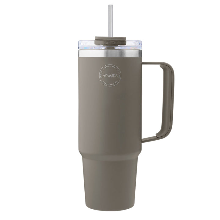 AYA&IDA Thermo Cup with Straw - Driftwood (885 ml)